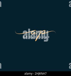 Anfangsbuchstabe AP-Logo - handgezeichnetes Signaturlogo - Minimales Vektorlogo für Initialen im handschriftlichen Stil Stock Vektor