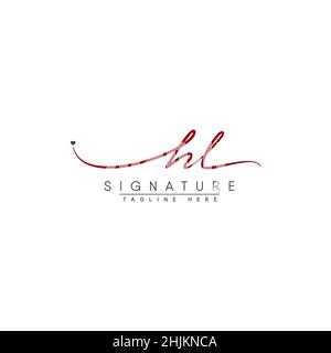 Anfangsbuchstabe HL Logo - handgeschriebenes Signaturlogo - Minimales Vektorlogo für Initialen im Handschriftstil Stock Vektor