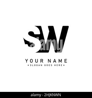 Minimal Business Logo für Alphabet SW - Anfangsbuchstabe S und W Logo - Monogramm Vektor Logo Vorlage für Firmennamen Initialen Stock Vektor