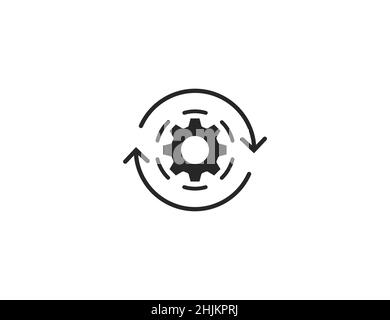 Workflow, Symbol für die automatisierte Verarbeitung. Vektorgrafik. Flaches Design. Stock Vektor