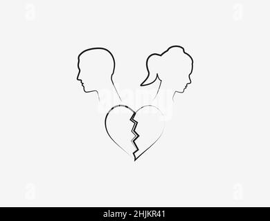 Symbol „gebrochenes Herz koppeln“. Vektorgrafik. Flaches Design. Stock Vektor