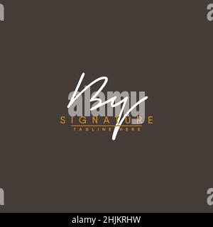 Initial Letter BY Logo - handgeschriebenes Signaturlogo - Minimal Vector Logo für Initialen im handschriftlichen Stil Stock Vektor