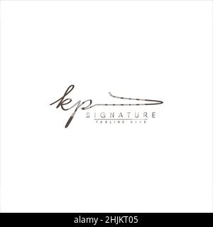 Anfangsbuchstabe KP-Logo - handgeschriebenes Logo im Signaturstil - Minimales Vektorlogo für Initialen im Handschriftstil Stock Vektor