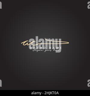 Anfangsbuchstabe AC-Logo - handgezeichnetes Signaturlogo - Minimal Vector Logo für Initialen im Handschriftstil Stock Vektor