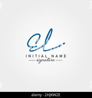Anfangsbuchstabe EL Logo - handgezeichnetes Signaturlogo - Minimal Vector Logo für Initialen im Handschriftstil Stock Vektor