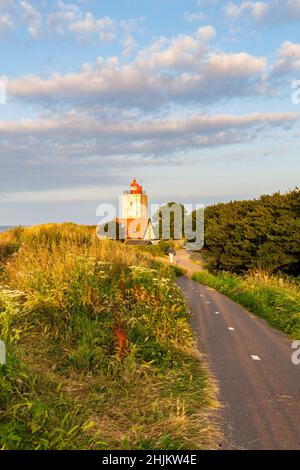 Leuchtturm De Ven bei Edam bei Sonnenuntergang in Nord-Holland in den Niederlanden Stockfoto