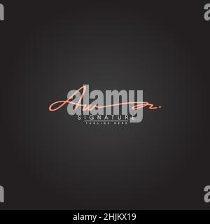 Anfangsbuchstabe AW-Logo - handgeschriebenes Signaturlogo - Minimales Vektorlogo für Initialen im Handschriftstil Stock Vektor