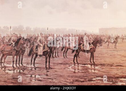 Parade am 23. November 1878 auf dem Mars-CHAMP. Überprüfung der Batterie 5th der Garde-Kavallerie-Artilleriebrigade. Stockfoto