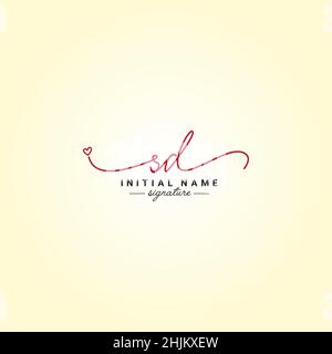 Anfangsbuchstabe SD-Logo - handgezeichnetes Signaturlogo - Minimales Vektorlogo für Initialen im Handschriftstil Stock Vektor