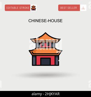 Einfaches Vektor-Symbol des chinesischen Hauses. Stock Vektor