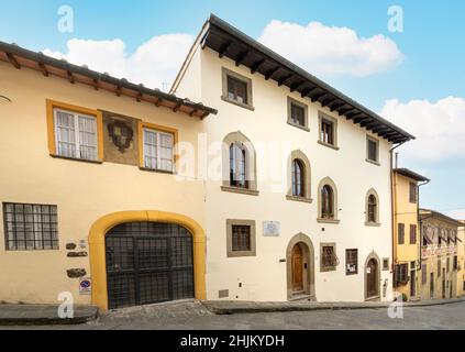 Florenz, Italien. Januar 2022. Das Haus, in dem der berühmte Astronom und Physiker Galileo Galilei im Stadtzentrum wohnte Stockfoto