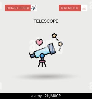 Einfaches Vektorsymbol für das Teleskop. Stock Vektor
