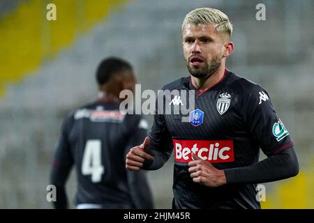 LENS, FRANKREICH - 30. JANUAR: Caio Henrique von AS Monaco beim Coupe de France-Spiel zwischen RC Lens und AS Monaco im Stade Bollaert-Delelis am 30. Januar 2022 in Lens, Frankreich (Foto: Jeroen Meuwsen/Orange Picts) Stockfoto