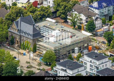 Luftaufnahme, Rathaus Holzwickede, Baustelle und Erweiterung des stadtrates, Freiberg, Holzwickede, Ruhrgebiet, Nordrhein-Westfalen, Deutschland Stockfoto