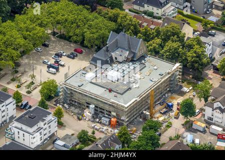 Luftaufnahme, Rathaus Holzwickede, Baustelle und Erweiterung des stadtrates, Freiberg, Holzwickede, Ruhrgebiet, Nordrhein-Westfalen, Deutschland Stockfoto