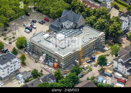 Luftaufnahme, Rathaus Holzwickede, Baustelle und Erweiterung des stadtrates, Freiberg, Holzwickede, Ruhrgebiet, Nordrhein-Westfalen, Deutschland Stockfoto