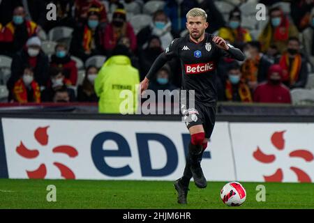 LENS, FRANKREICH - 30. JANUAR: Caio Henrique von AS Monaco beim Coupe de France-Spiel zwischen RC Lens und AS Monaco im Stade Bollaert-Delelis am 30. Januar 2022 in Lens, Frankreich (Foto: Jeroen Meuwsen/Orange Picts) Stockfoto