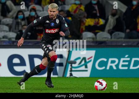 LENS, FRANKREICH - 30. JANUAR: Caio Henrique von AS Monaco beim Coupe de France-Spiel zwischen RC Lens und AS Monaco im Stade Bollaert-Delelis am 30. Januar 2022 in Lens, Frankreich (Foto: Jeroen Meuwsen/Orange Picts) Stockfoto