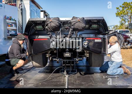 Bradenton, Florida, USA. 30th. Januar 2022. Die US National Championships, Winter Session Pro Drag Racing und Grodge Racing sowie offene Sessions auf einem 400 Meter langen Drag Strip. Ultra Street, Limited Drag Radial, Pro Outlaw 632, Precision Shaft Technologies X275, Pro Line Racing, M&M-Getriebe. Die Veranstaltung wurde aufgrund von anomaly kaltem Wetter in Florida abgesagt. Kredit: Yaroslav Sabitov/YES Market Media/Alamy Live Nachrichten Stockfoto