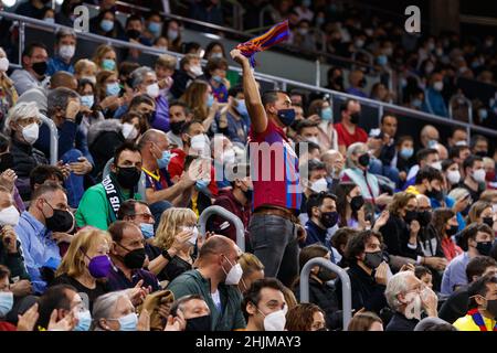 Träger während des Liga Endesa-Spiels zwischen dem FC Barcelona und dem Club Joventut Badalona im Palau Blaugrana in Barcelona, Spanien. Stockfoto