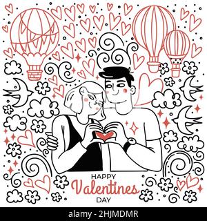 Hand gezeichnet valentinstag Design Vektor Illustration Design Vektor Illustration Stock Vektor