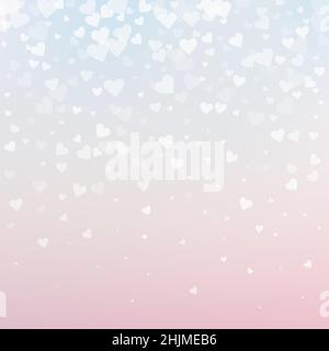 Weißes Herz liebt Konfettis. Valentinstag Gradienten künstlerischen Hintergrund. Fallende transparente Herzen Konfetti auf gradienten Hintergrund. Exquisiter Vektor Stock Vektor