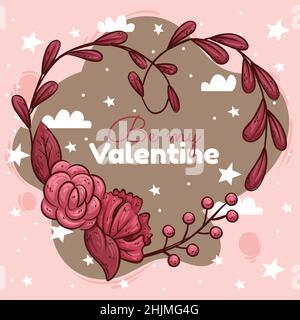 Hand gezeichnet valentinstag Blumen Design Vektor Illustration Design Vektor Illustration Stock Vektor