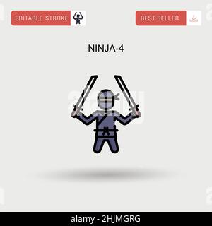 Ninja-4 einfaches Vektorsymbol. Stock Vektor