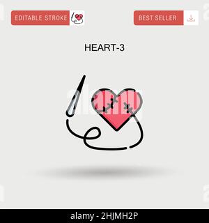 Herz-3 einfaches Vektorsymbol. Stock Vektor
