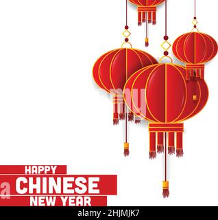 Hintergrund Der Chinesischen Neujahrskarte. Rote hängende Laterne, Stock Vektor