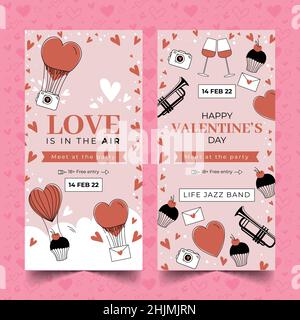 Hand gezeichnet valentinstag vertikale Banner Set Design Vektor Illustration Design Vektor Illustration Stock Vektor