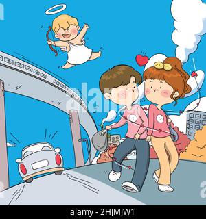 Hand gezeichnet valentinstag Amor Design Vektor Illustration Design Vektor Illustration Stock Vektor