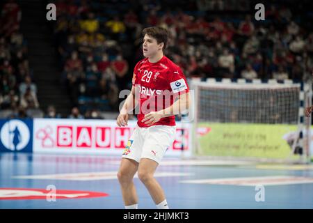 BUDAPEST, UNGARN - 30. JANUAR: Während des EHF EURO 2022 3rd-Match der Männer zwischen Frankreich und Dänemark am 30. Januar 2022 in Budapest, Ungarn. (Foto von Nikola Krstic/MB Media/Getty Images) Stockfoto