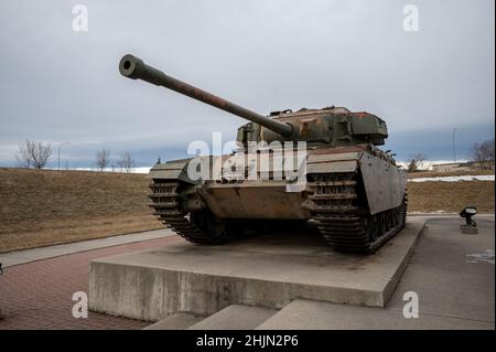 Calgary, Alberta - 30. Januar 2022: Ansicht des historischen Panzers im Calgary Military Museum. Stockfoto