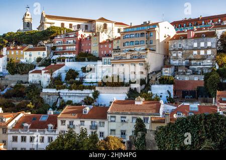 Miradouro da Graca Kirchenpanorama in Alfama Lisboa, Lissabon, Portugal Stockfoto