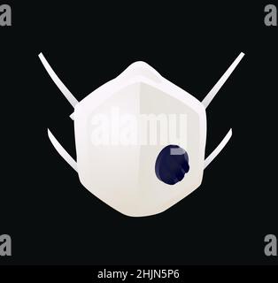 Atemschutzmaske weiß, medizinische Schutzmaske mit Filter. Vektor. Schutz vor covid und ansteckenden Krankheiten. Verlaufsform. Grafikelement für d Stock Vektor