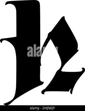 Brief im gotischen Stil. Vektor. Altes Alphabet. Das Symbol ist auf weißem Hintergrund isoliert. Kalligraphischer, mittelalterlicher lateinischer Buchstabe. Logo für die kostenlose Stock Vektor