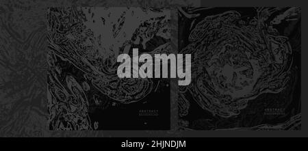 Abstrakte Schwarz-Weiß-Hintergründe mit flüssiger Textur, dunklem Cover-Design. Vektorgrafik Stock Vektor