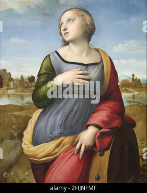 St. Catherine von Alexandria von dem italienischen Renaissance-Maler Raphael in der National Gallery, London, Großbritannien Stockfoto