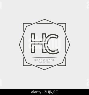 Design-Elemente des Creative HC-Logos mit Anfangsbuchstaben. Moderne minimalistische Business Letter Logo Vektor Design Vorlage. Stock Vektor