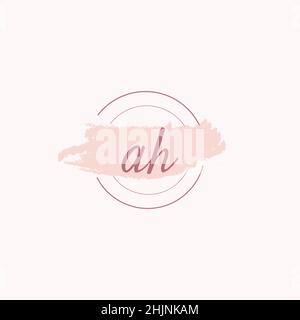 Anfangsbuchstabe Alphabet AH Aquarell-Logo-Symbol, feminine Unterschrift Luxus-Logo-Design-Vorlage Vektor Stock Vektor