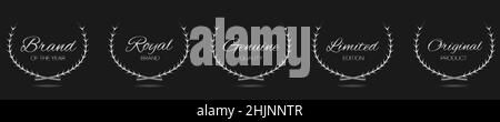 Royal Brand Silver Lorbeerkranz Label-Set Stock Vektor