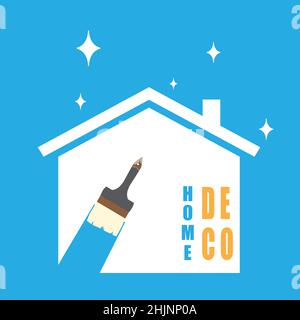 Kreatives Logo für die Hauslackierung. Haus Malerei Service Business-Logo, Emblem, Abzeichen. Vektor- und Illustrationsdesign. Stock Vektor