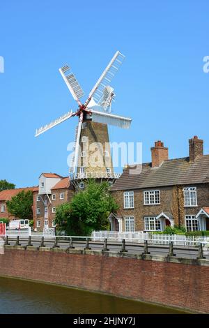 19. Jahrhundert Maud Foster Tower Windmühle, Boston, Lincolnshire, England, Vereinigtes Königreich Stockfoto