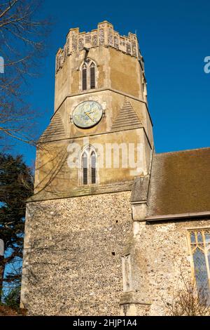 Der achteckige Turm der All Saints Church Easton, Suffolk, Großbritannien Stockfoto