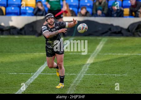 Wimbledon, Großbritannien. 19th Januar 2022. Matty FOZARD (9) von Widnes Vikings während des Wettkampfs der Betfred Championship zwischen London Broncos und Widnes Vikings am 30. Januar 2022 im Cherry Red Records Stadium, Plough Lane, Wimbledon, England. Foto von David Horn. Quelle: Prime Media Images/Alamy Live News Stockfoto