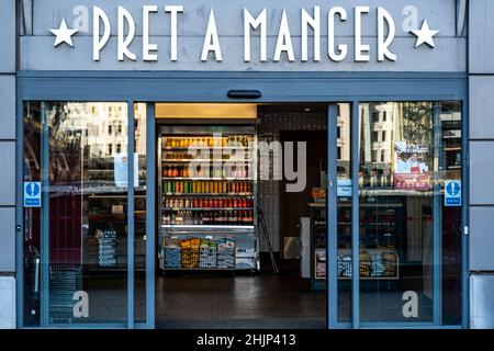 London England Großbritannien, 29. Januar 2022, Pret A Manger Retail Food Restaurantkette Bankside Southwark London Stockfoto