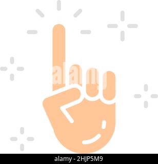 Vektorzeigefinger, saubere Hand, Cursor, klicken weiße Linie Symbol. Stock Vektor