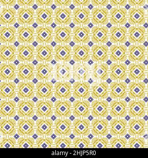 Azuleyo nahtlose Muster gelb und blau Ornament.Portugal geometrische Keramik. Stock Vektor