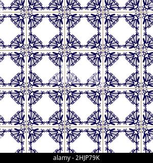 Azuleyo nahtlose Muster gelb und blau Ornament.Portugal geometrische Keramik. Stock Vektor